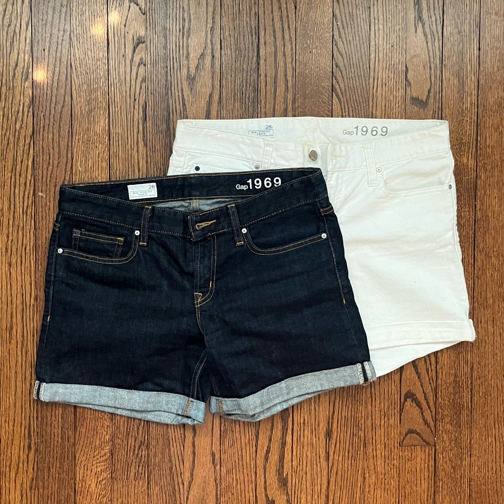 GAP Blue and White Jean Shorts Casual Summer Style